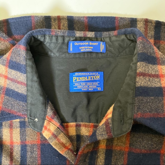 Pendleton 100% Wool Outdoor Shirt Plaid Size Large - Picture 7 of 8